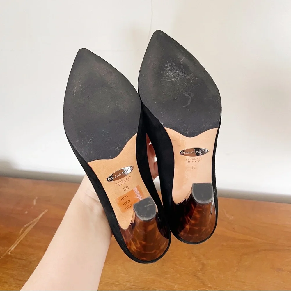 Sarah Flint • Perfect Jay Pump 100 in Black Suede leather heels pointed toe - Picture 11 of 14